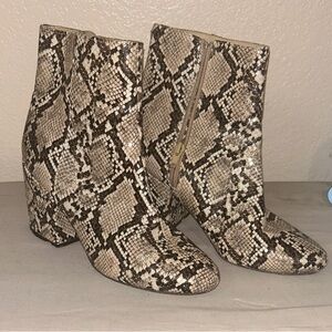 Snake-Print Ankle Boots in Neutral Tones